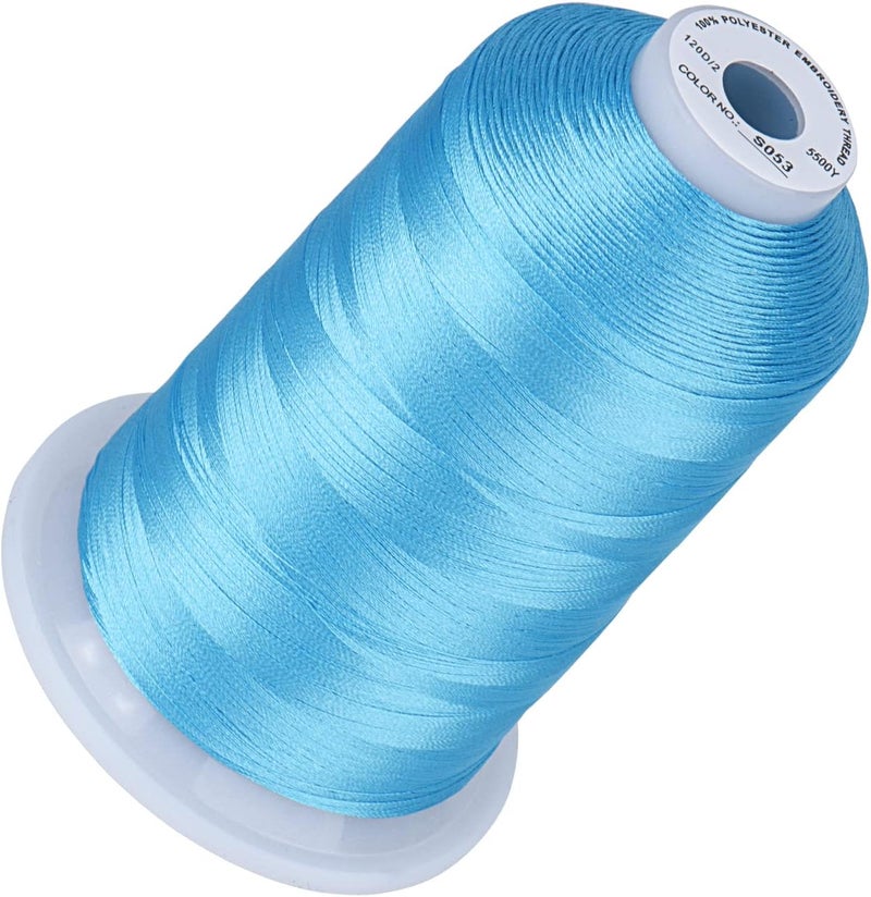 simthread 5500Yds Embroidery Thread, 5000M High-Yardage 40WT 100% Polyester Thread – 170+ Vivid Colors, High-Speed Rated – Compatible with Brother, Singer, Janome & More - Turquoise S053 - Image 1